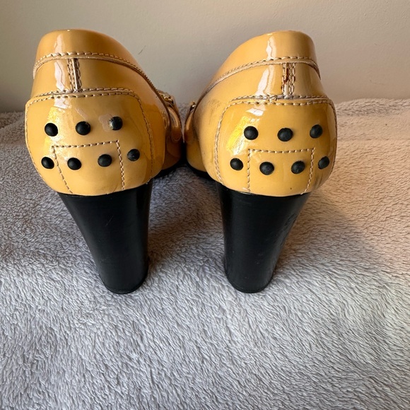 Tod's Women's Mustard Yellow Patent Loafers - Picture 3 of 5